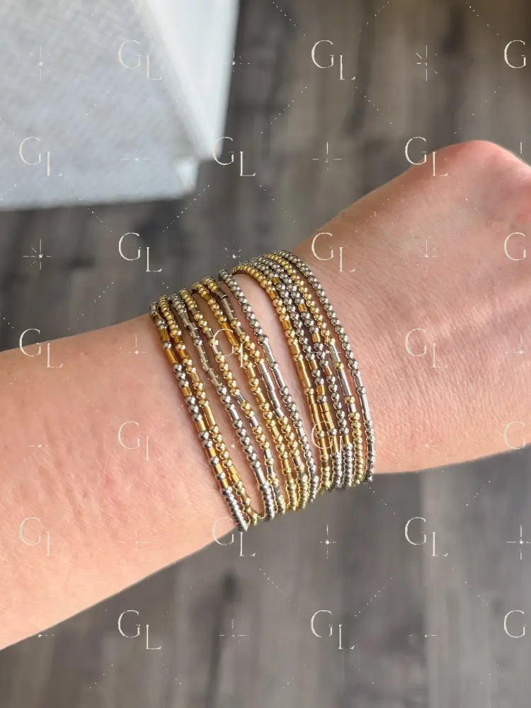Morse Code Bracelet - Stainless Steel - gold silver and mixed metal