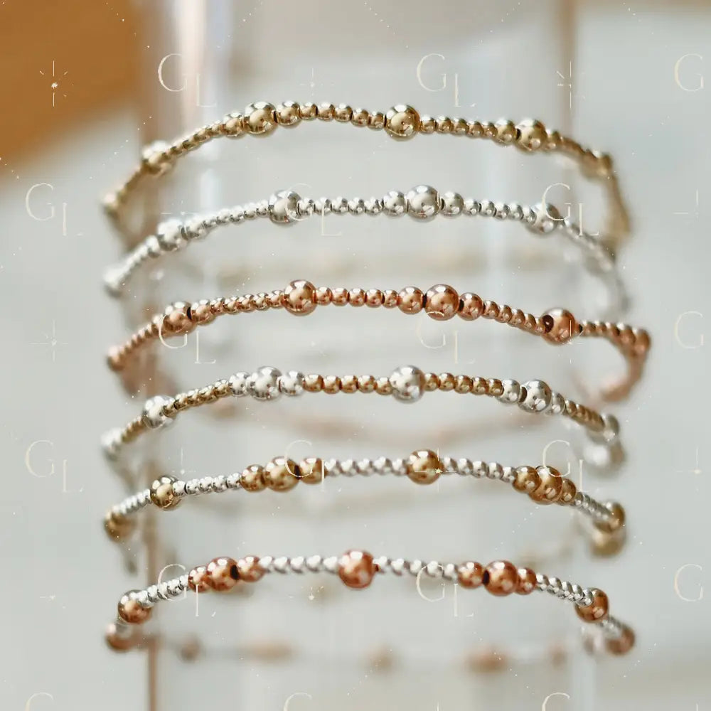 Oaklyn - Mixed Metal Gold Fill + Sterling Silver Beaded Bracelet