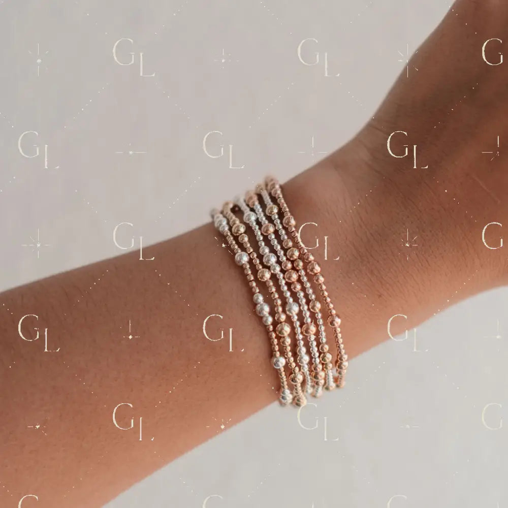 Oaklyn - Mixed Metal Gold Fill + Sterling Silver Beaded Bracelet