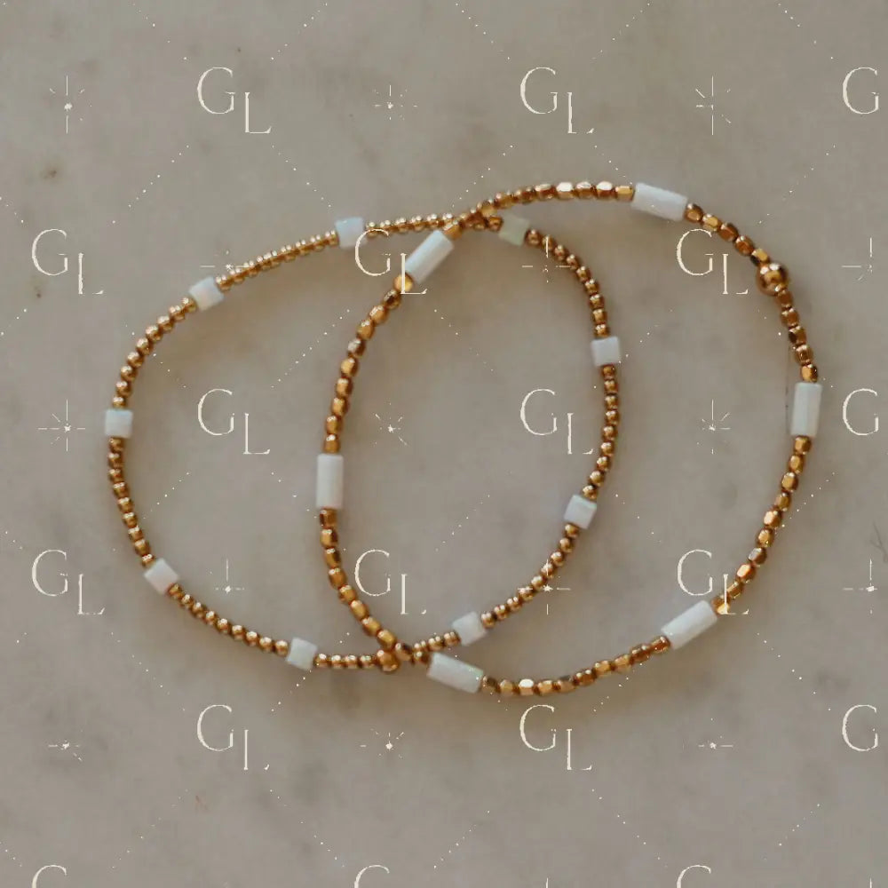 Opalite 14k Gold Fill + Sterling Silver Beaded Bracelet