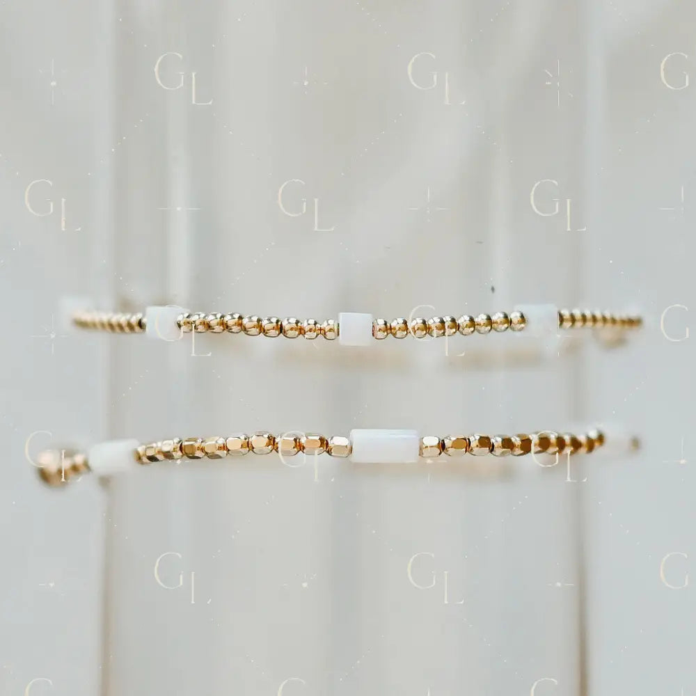 Opalite 14k Gold Fill + Sterling Silver Beaded Bracelet