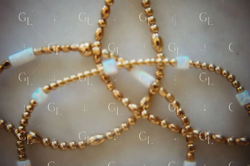 Opalite 14k Gold Fill + Sterling Silver Beaded Bracelet