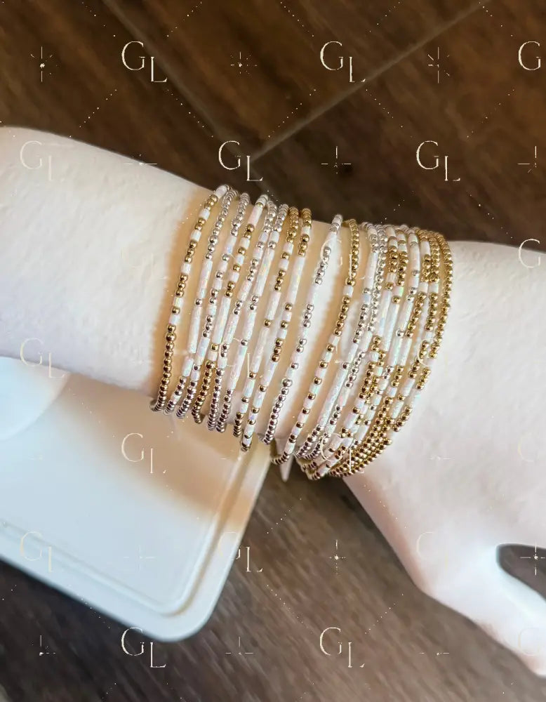 Opalite Morse Code Bracelet - 14k Gold Fill or Sterling Silver