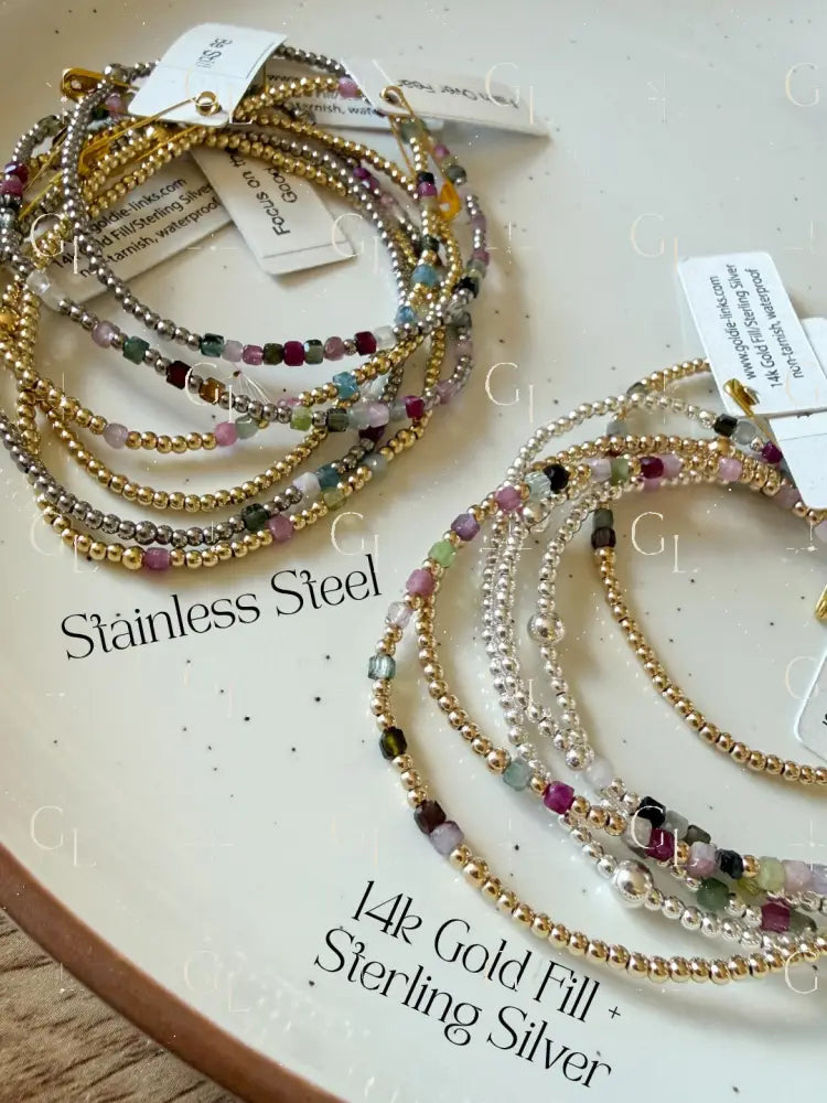 Opalite Morse Code Bracelet - 14k Gold Fill or Sterling Silver