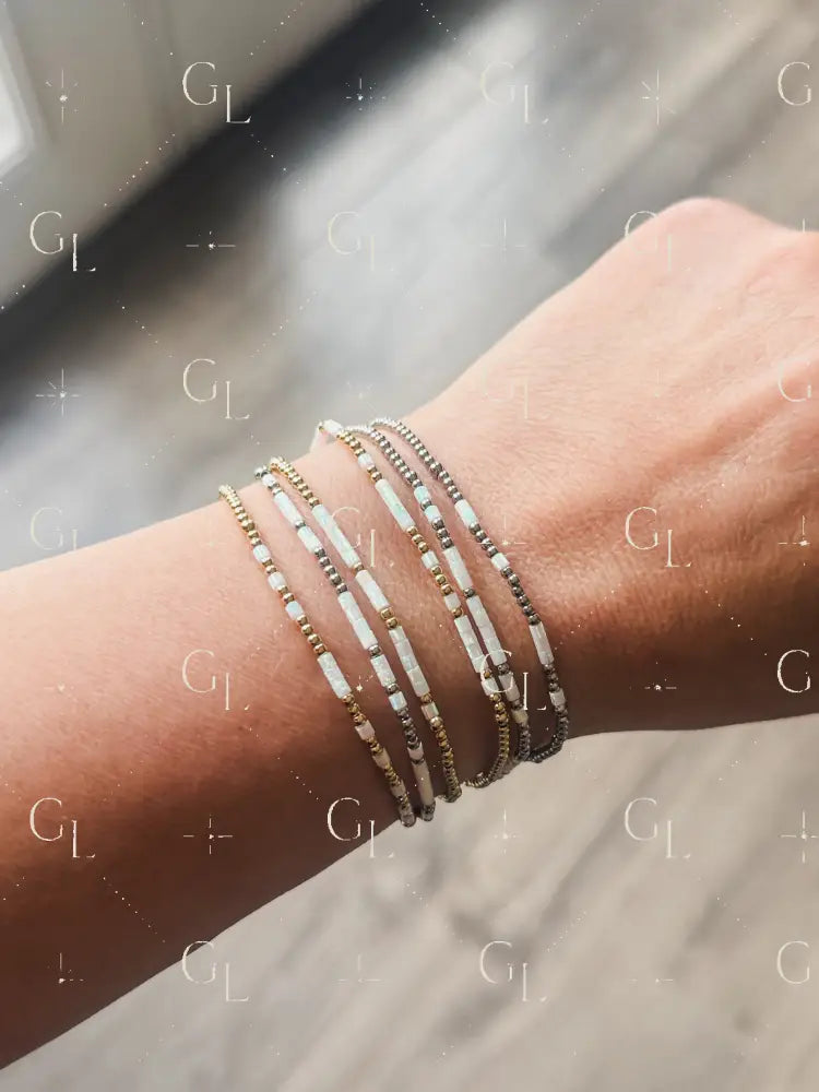Opalite Morse Code Bracelet - Stainless Steel