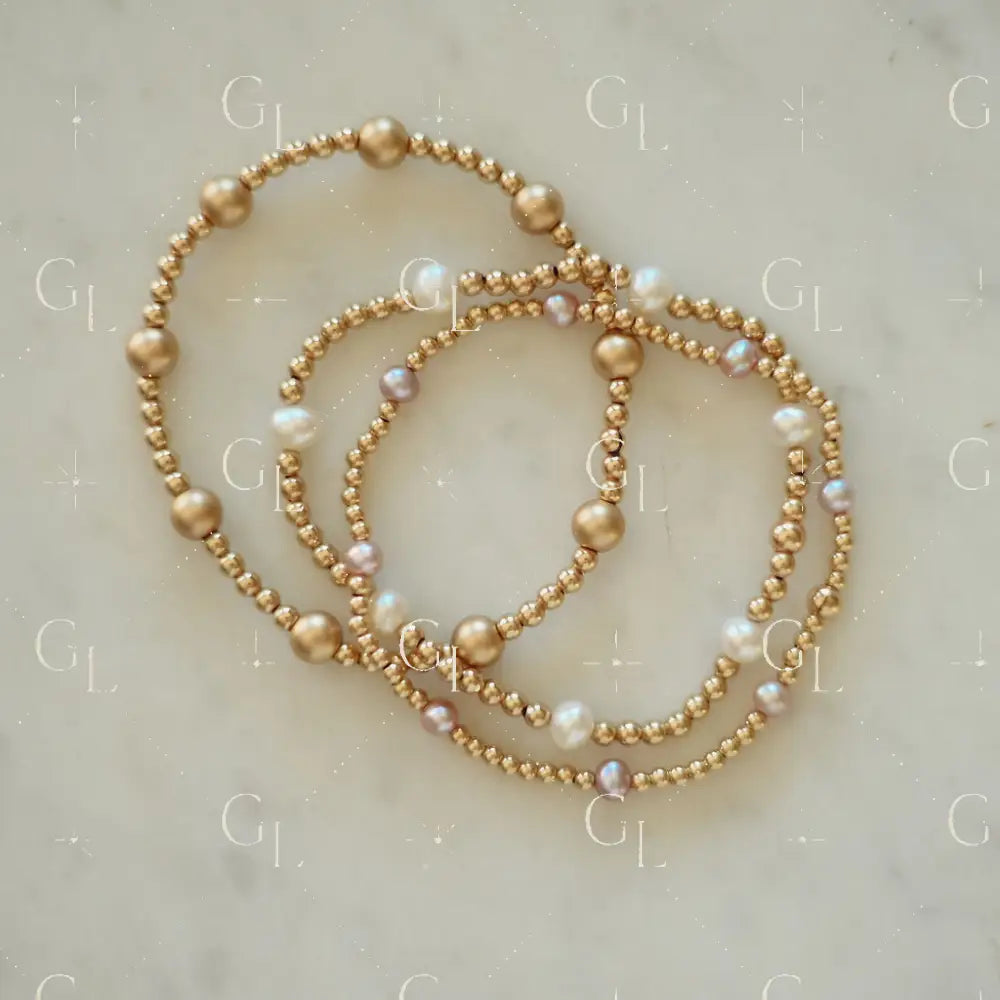Pearl 14k Gold Fill and Sterling Silver Beaded Bracelet