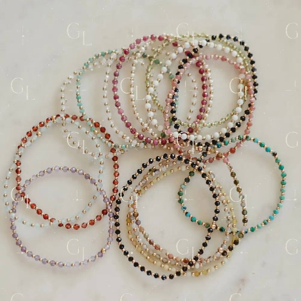 Rae Birthstone 14k Gold Fill + Sterling Silver Beaded Bracelet