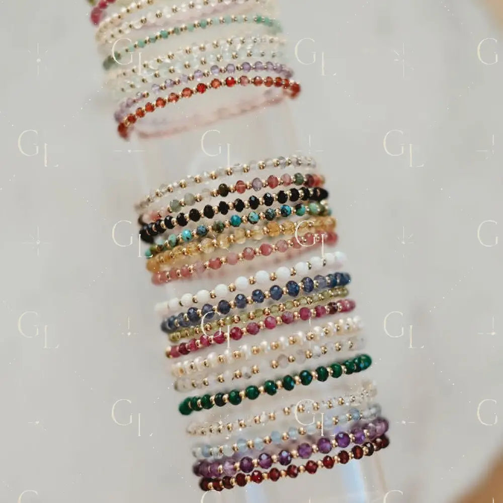 Rae Birthstone 14k Gold Fill + Sterling Silver Beaded Bracelet