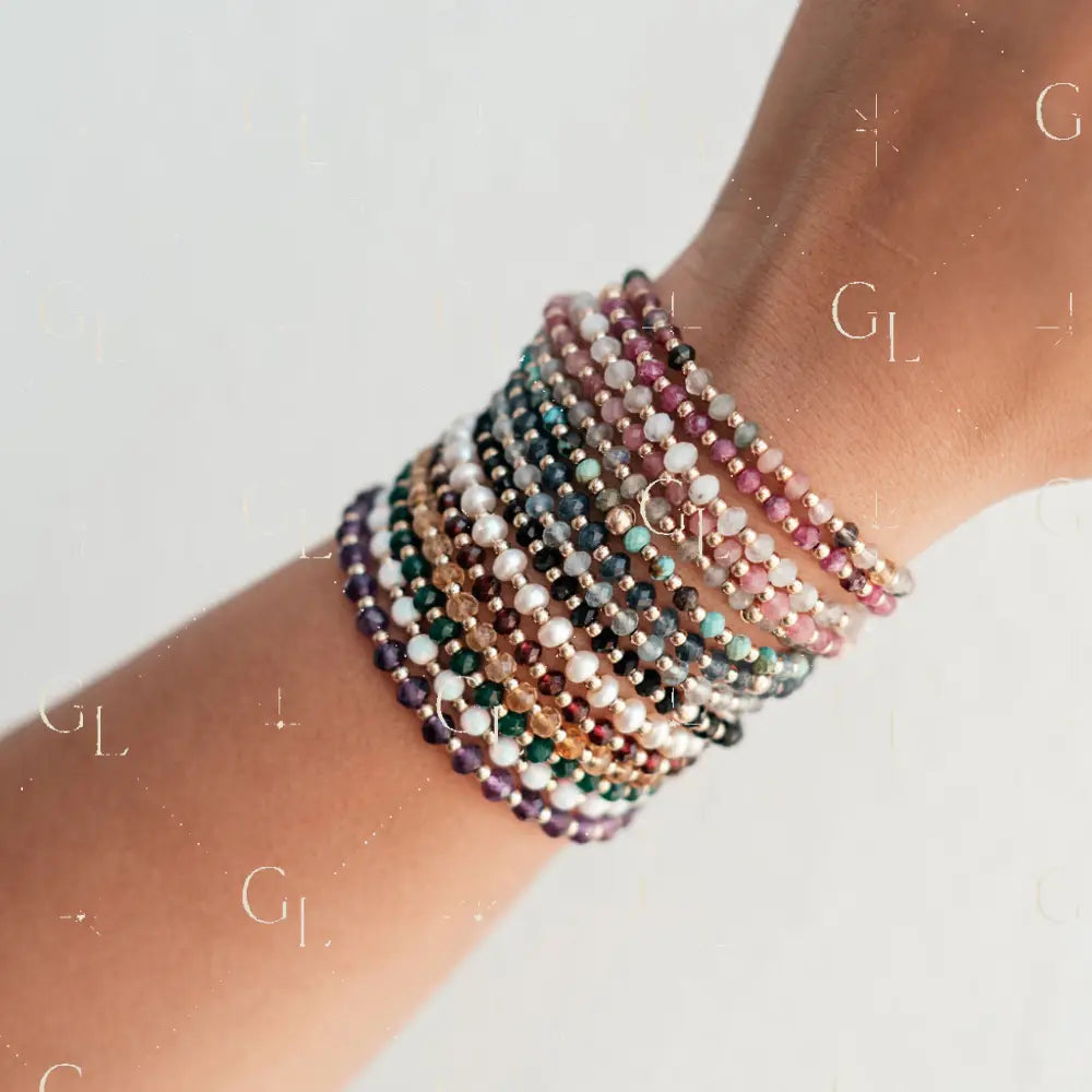 Rae Birthstone 14k Gold Fill + Sterling Silver Beaded Bracelet