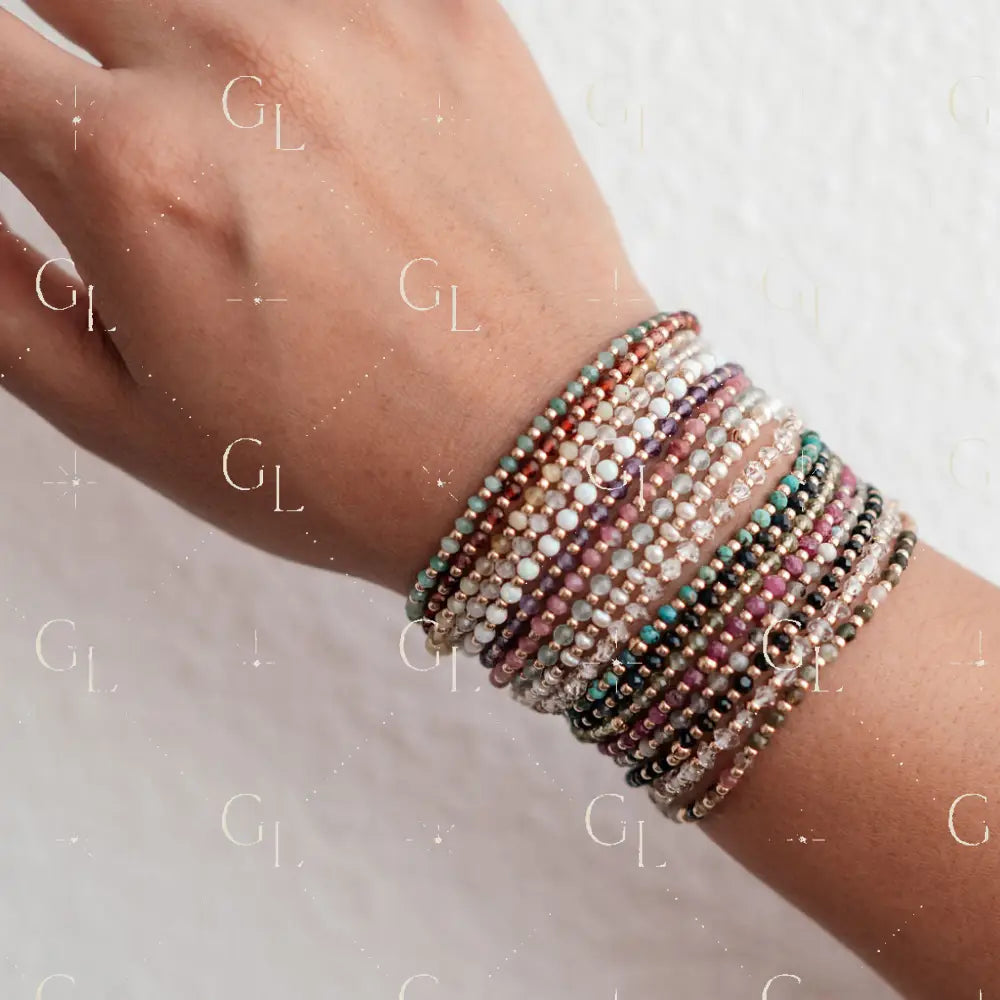 Ruthie Birthstone 14k Gold Fill and Sterling Silver Beaded Bracelet