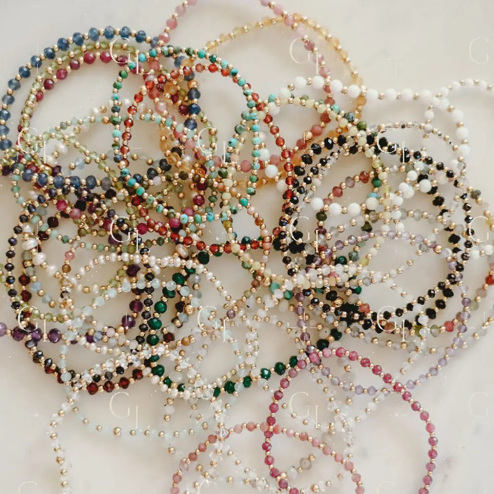 Ruthie Birthstone 14k Gold Fill and Sterling Silver Beaded Bracelet