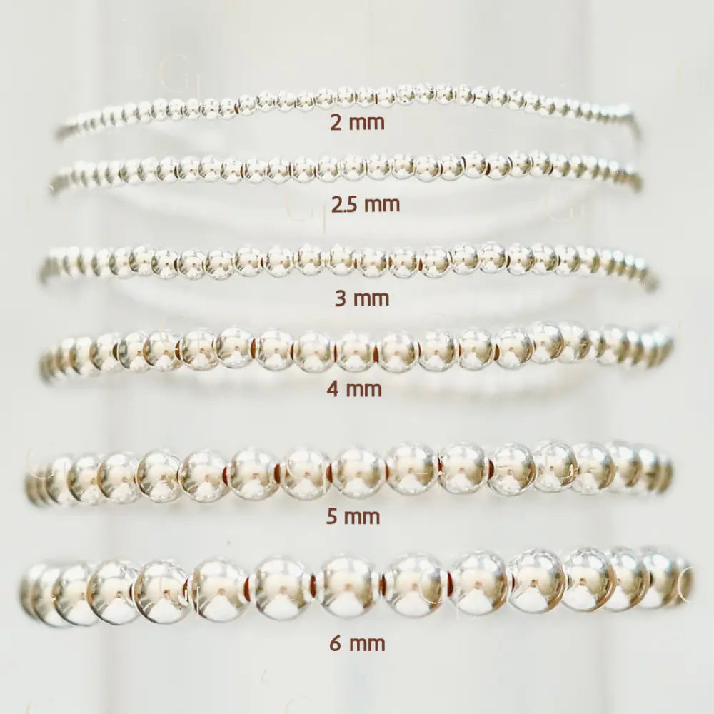 Simply Beaded Sterling Silver Bracelet - 6.25 inches / 2 mm