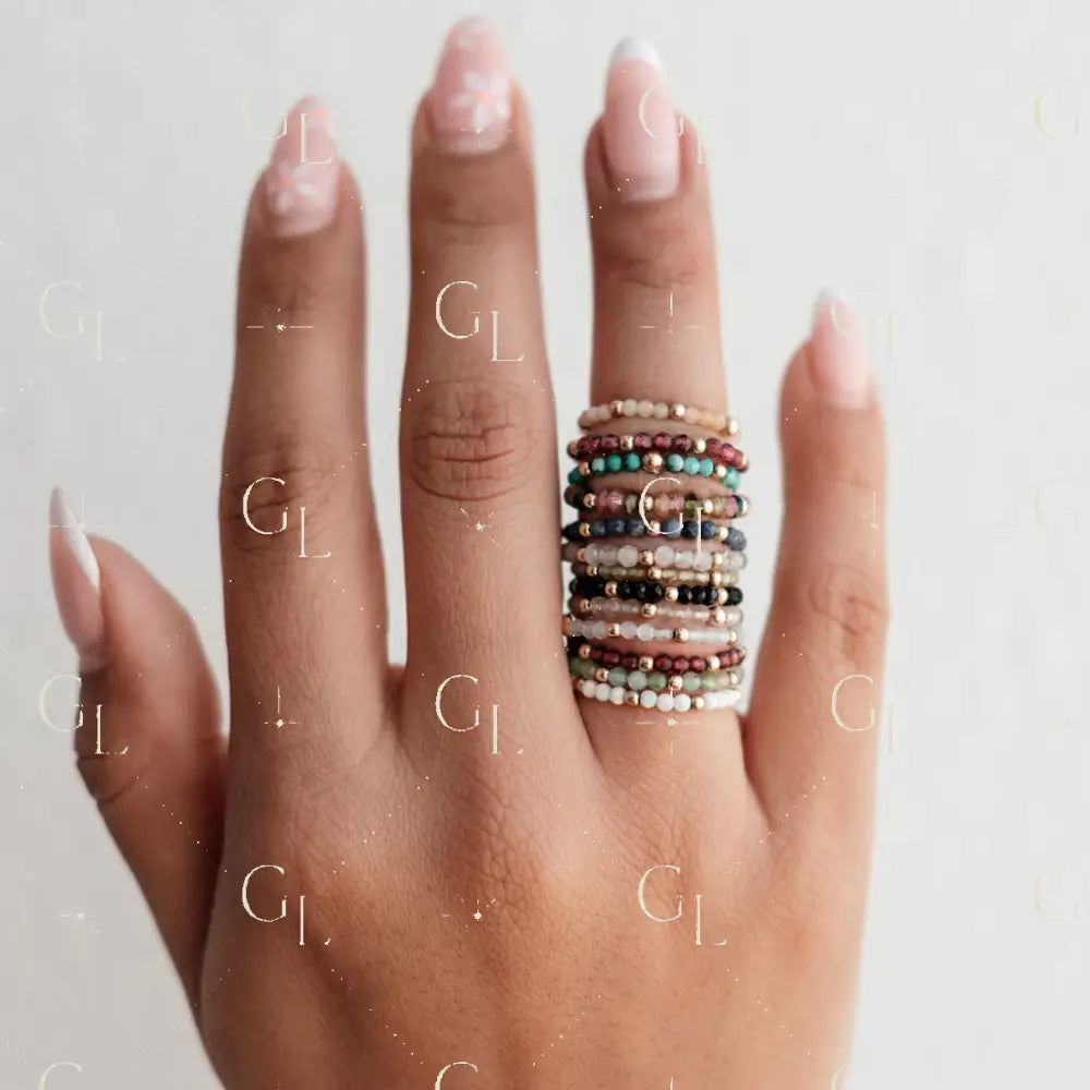 Sunny Birthstone Gold Fill Sterling Silver Stretchy Ring