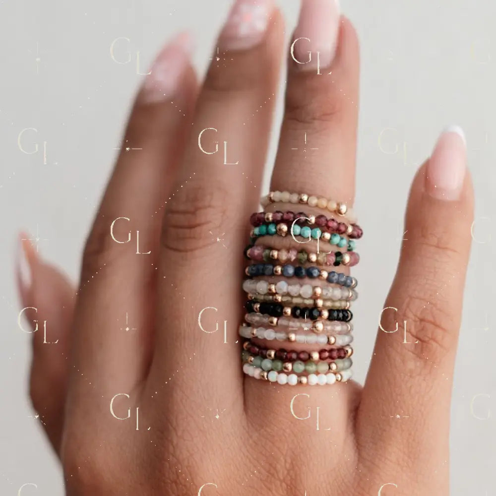 Sunny Birthstone Gold Fill Sterling Silver Stretchy Ring