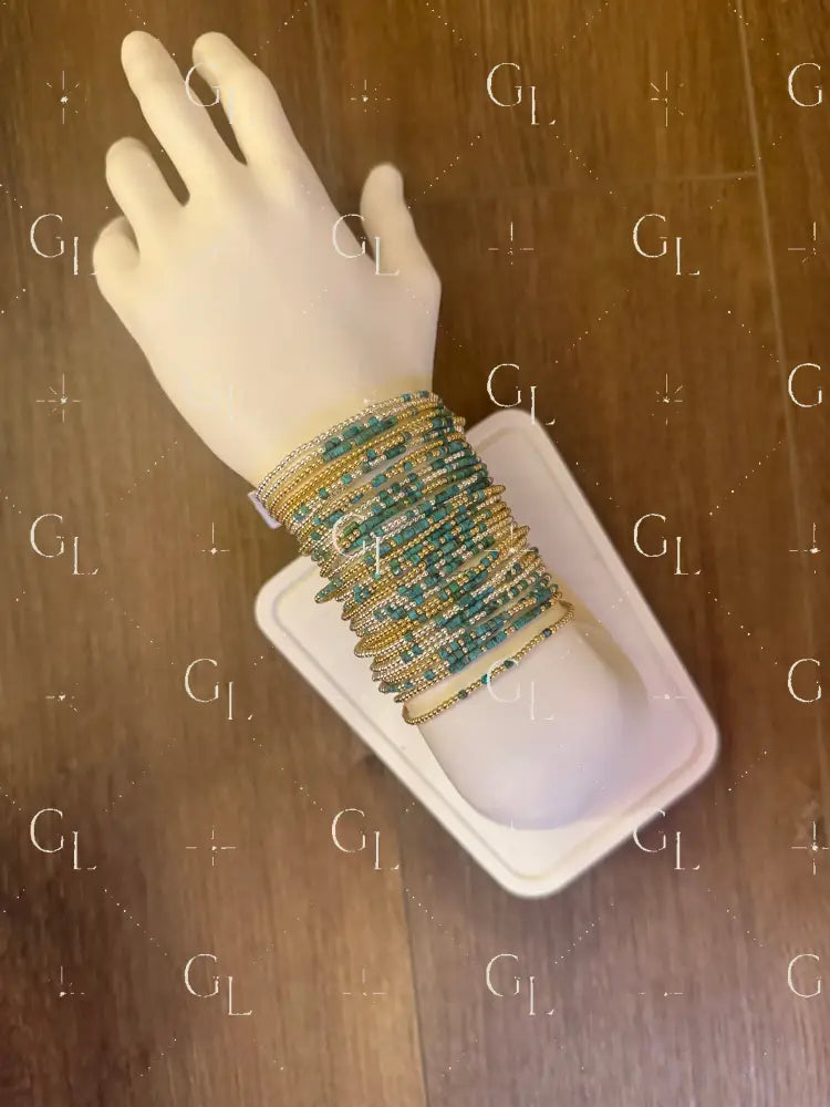 Turquoise Morse Code Bracelet - 14k Gold Fill or Sterling Silver
