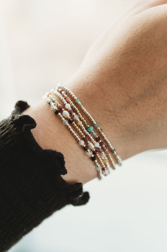 Gemline Collection-  Marley 14k Gold Fill + Sterling Silver Custom Birthstone Bracelet