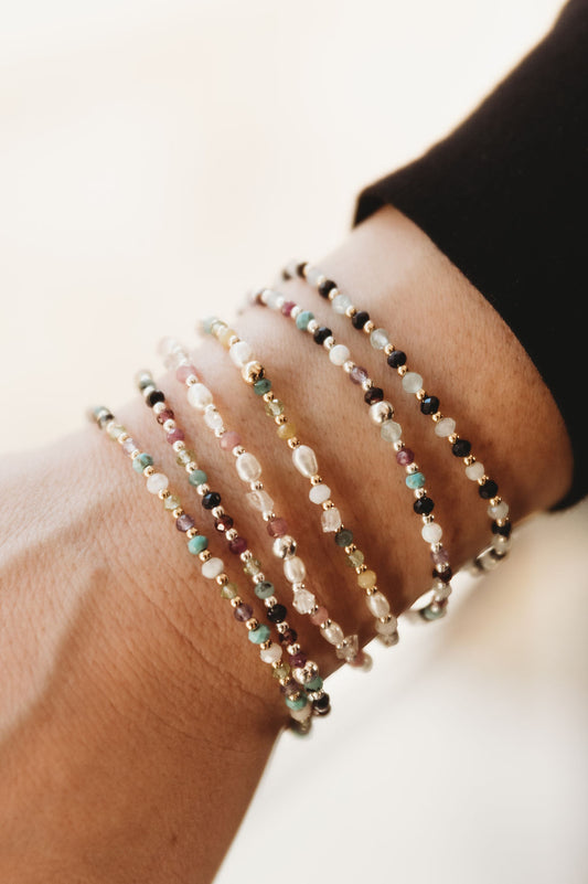 Gemline Collection-  Ezra 14k Gold Fill + Sterling Silver Custom Birthstone Bracelet