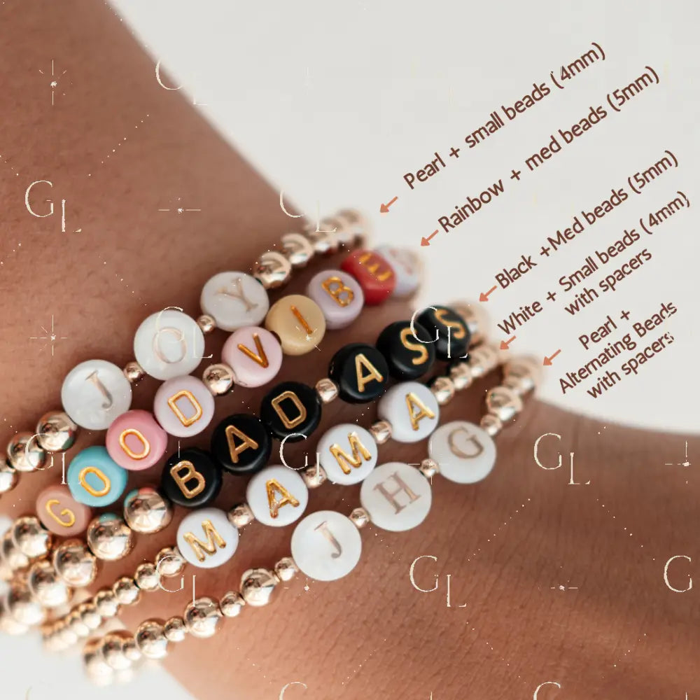 Vibe - Letter Gold Beaded Bracelet