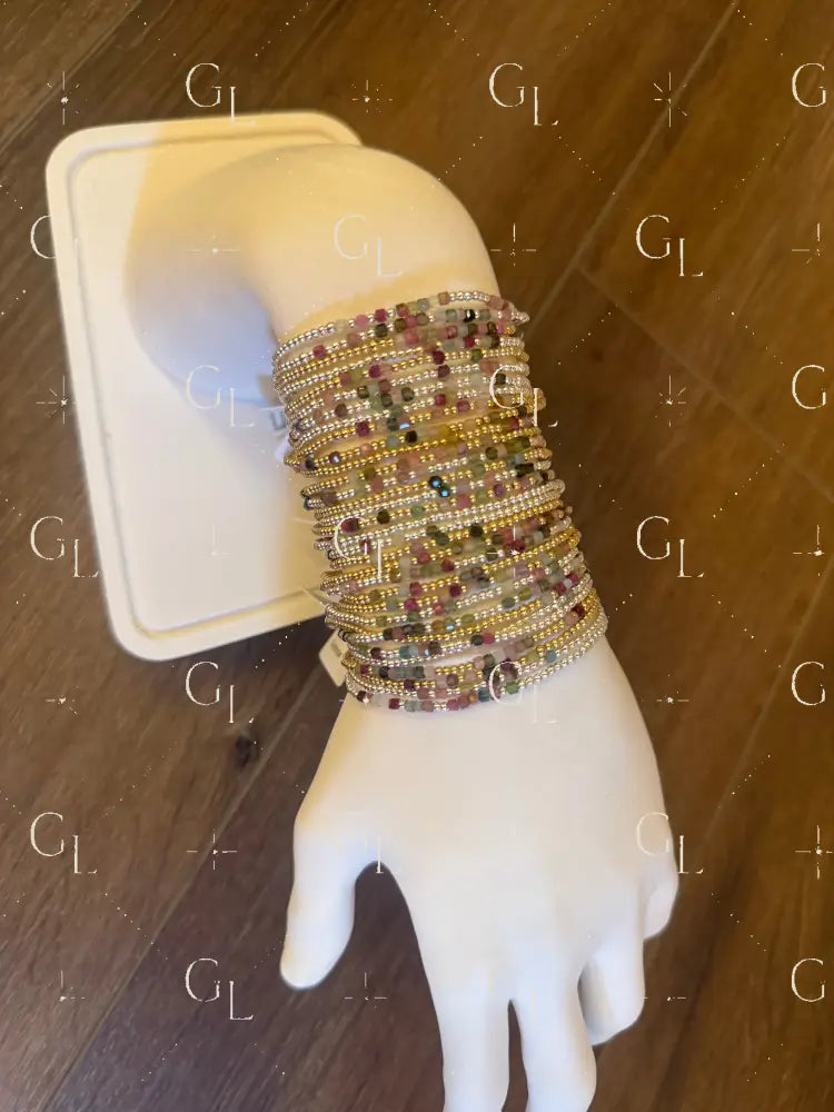 Watermelon Tourmaline Morse Code Bracelet - 14k Gold Fill or Sterling Silver
